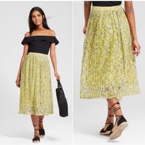Who What Wear-Pleated Floral Lace Overlay Midi Skirt, Size 12, NWT